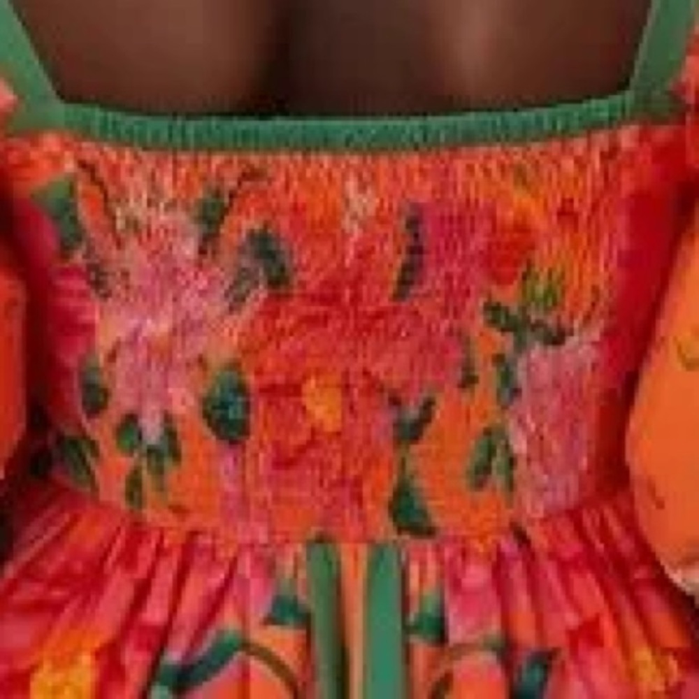 Farm Rio Orange Fruit Garden Scarf Midi Dress - Picture 3 of 8